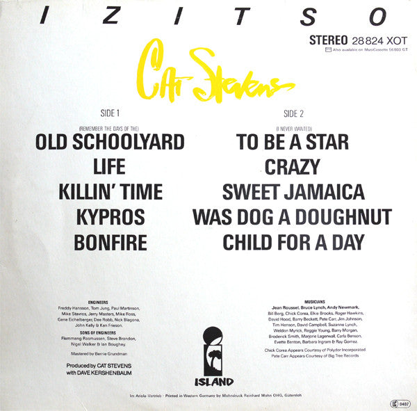 Cat Stevens ‎– Izitso  (1977)