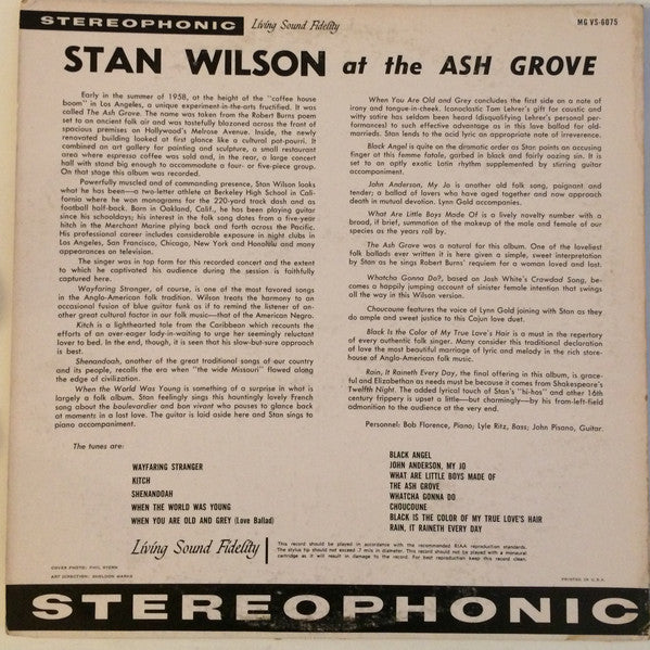 Stan Wilson ‎– Stan Wilson At The Ash Grove  (1959)