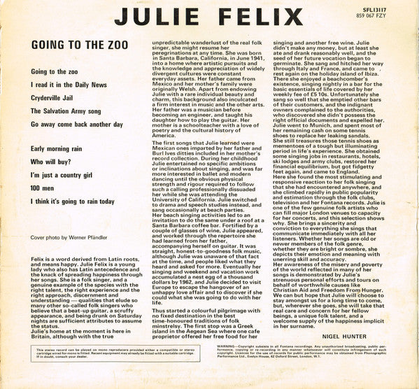 Julie Felix ‎– Going To The Zoo  (1969)