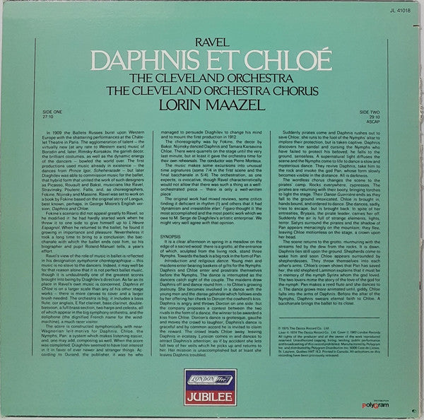 Ravel*, Lorin Maazel, Cleveland Orchestra*, Cleveland Orchestra Chorus* ‎– Daphnis Et Chloe  (1982)