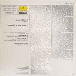 Jean Sibelius - Herbert von Karajan - Berliner Philharmoniker ‎– Symphonie Nr.5 - Finlandia - Valse Triste  (1978)