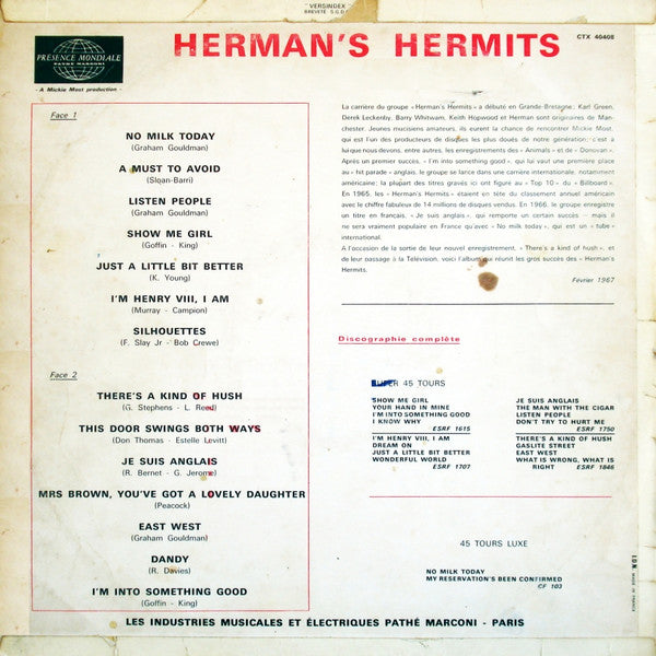 Herman's Hermits ‎– Herman's Hermits  (1967)
