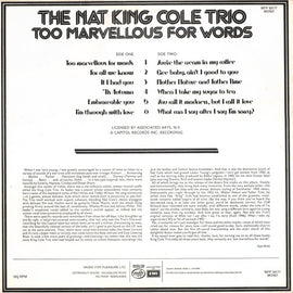 The Nat King Cole Trio ‎– Too Marvellous For Words  (1975)