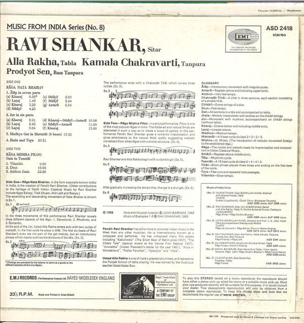 Ravi Shankar ‎– Raga Nata Bhairav · Raga Mishra Piloo  (1968)