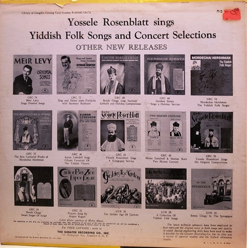 Yossele Rosenblatt ‎– Sings Yiddish Folk Songs And Concert Selections Volume 3  (1966)