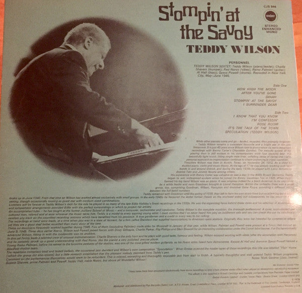 Teddy Wilson ‎– Stompin' At The Savoy  (1974)