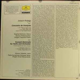 Rodrigo* / Siegfried Behrend, Nicanor Zabaleta ‎– Concierto De Aranjuez