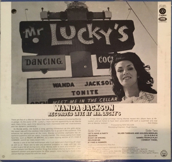 Wanda Jackson ‎– In Person Live At "Mr. Lucky's" In Phoenix, Arizona  (1969)