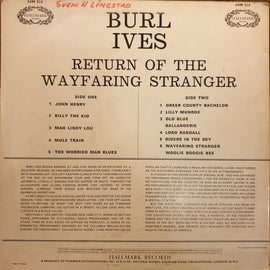 Burl Ives ‎– The Return Of The Wayfaring Stranger
