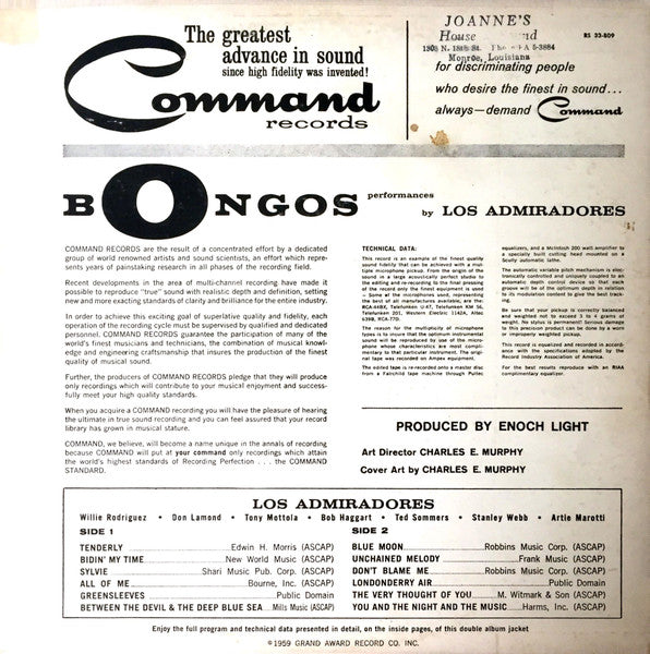Los Admiradores ‎– Bongos  (1959)
