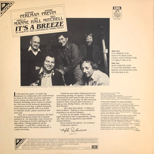 Itzhak Perlman, André Previn, Shelly Manne, Jim Hall, Red Mitchell ‎– It's A Breeze   (1981)