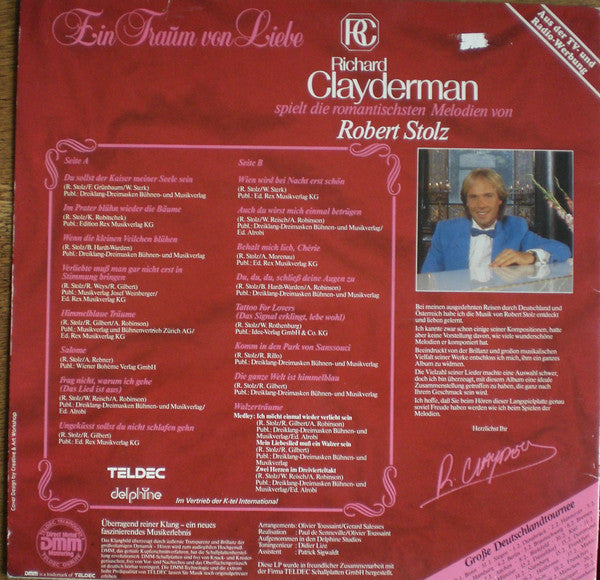 Richard Clayderman ‎– Ein Traum Von Liebe - Richard Clayderman Spielt Die Romantischsten Melodien Von Robert Stolz  (1983)