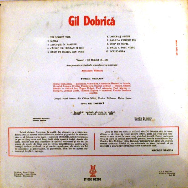 Gil Dobrică ‎– Gil Dobrică  (1988)