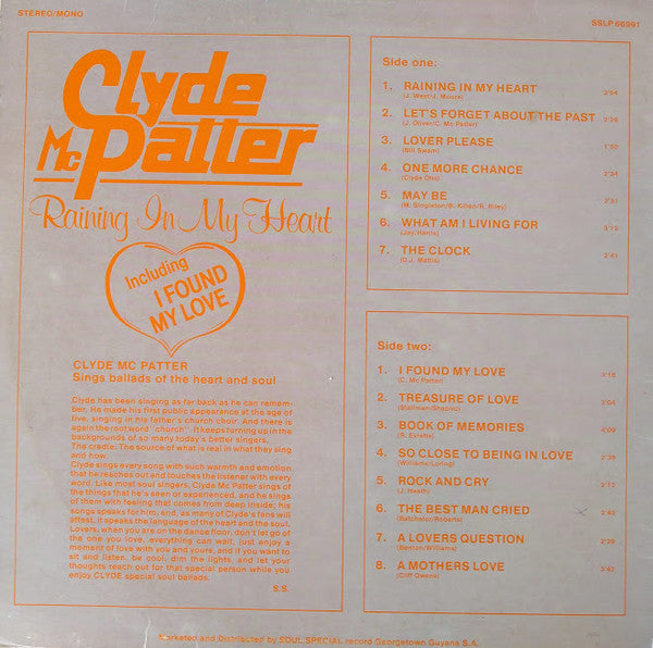 Clyde McPatter* ‎– Raining In My Heart