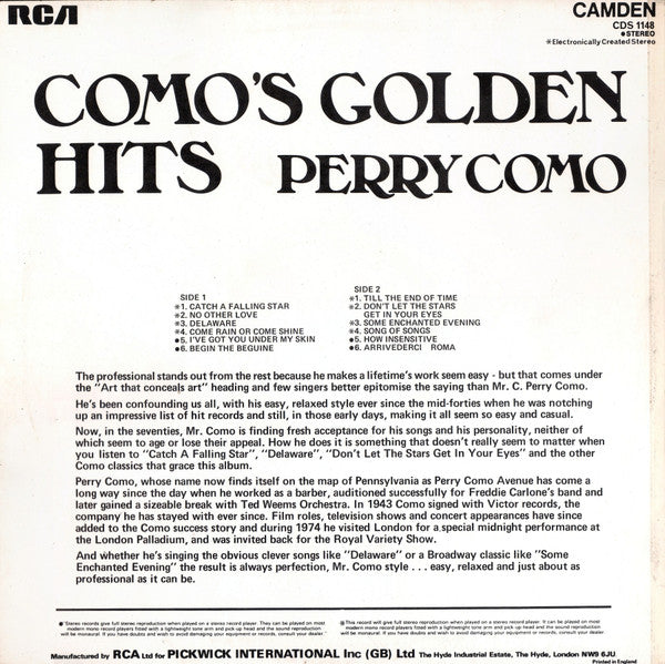 Perry Como ‎– Como's Golden Hits