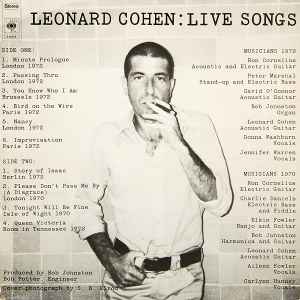 Leonard Cohen ‎– Live Songs  (1973)