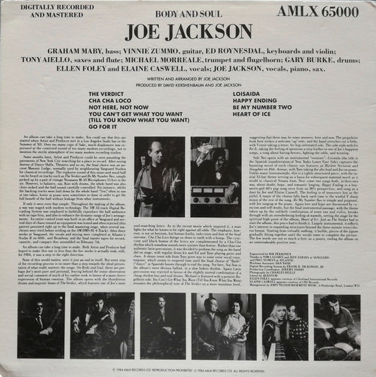 Joe Jackson ‎– Body And Soul  (1984)