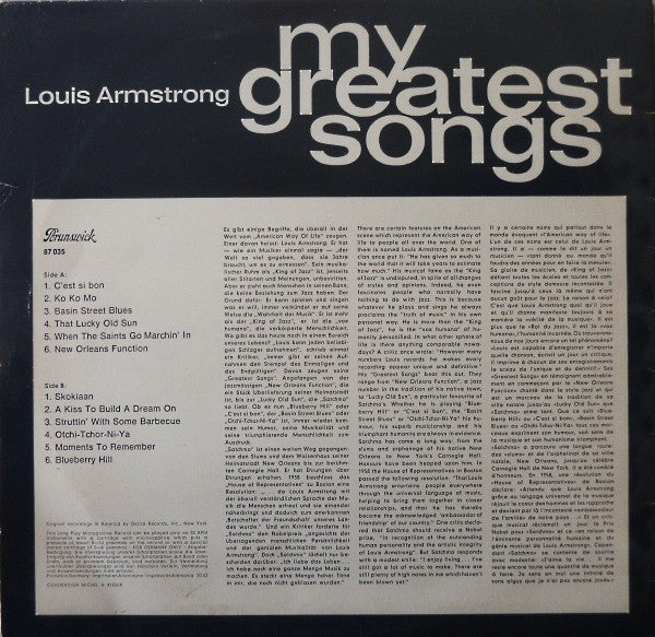 Louis Armstrong ‎– My Greatest Songs  (1963)