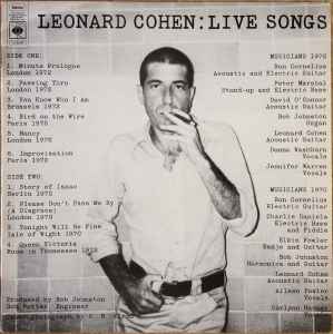 Leonard Cohen ‎– Live Songs  (1973)     LP