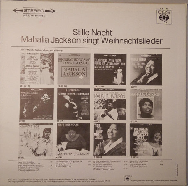 Mahalia Jackson ‎– Stille Nacht - Mahalia Jackson Singt Weihnachtslieder  (1966)