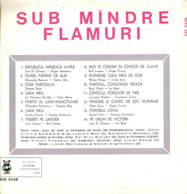 Various ‎– Sub Mîndre Flamuri  (1969)