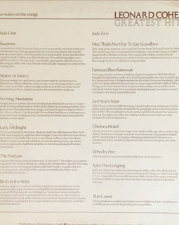 Leonard Cohen ‎– Greatest Hits  (1975)      LP