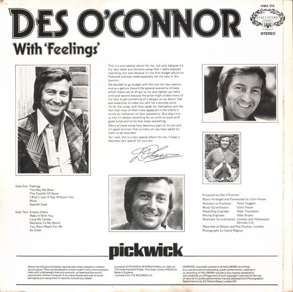 Des O'Connor ‎– With 'Feelings'  (1975)