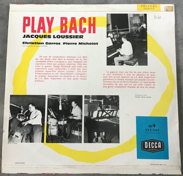Jacques Loussier / Christian Garros / Pierre Michelot ‎– Play Bach N°1  (1961)