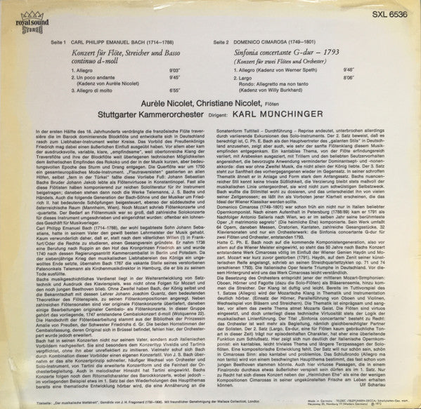 C.P.E. Bach* - Cimarosa* - Aurèle Nicolet ‎– Flötenkonzert D-moll / Flötenkonzert G-dur  (1972)