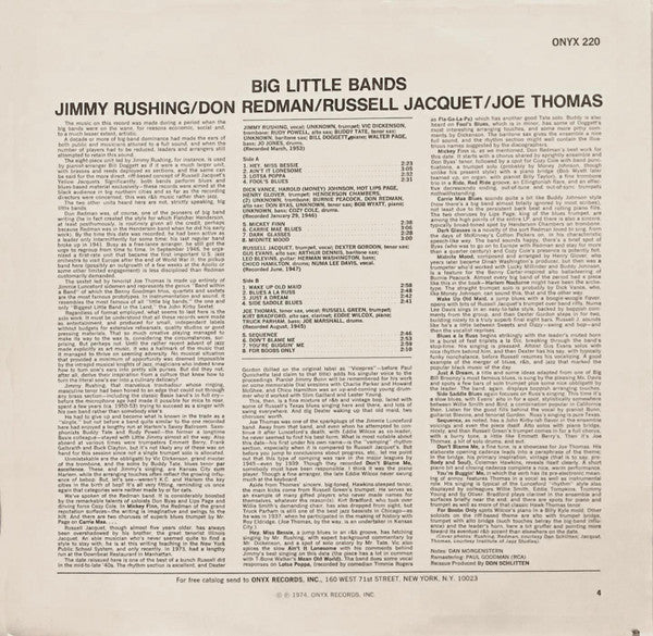 Jimmy Rushing / Don Redman / Russell Jacquet / Joe Thomas ‎– Big Little Bands   (1974)
