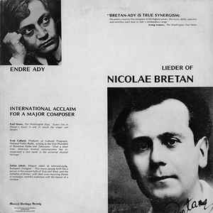 Nicolae Bretan ‎– Ady Lieder Of Bretan (1978)